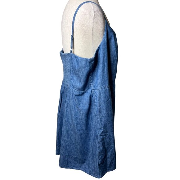 NWT Old Navy 3X Sleeveless Denim Mini Dress Blue Cotton Pockets Adj Straps - Picture 6 of 16